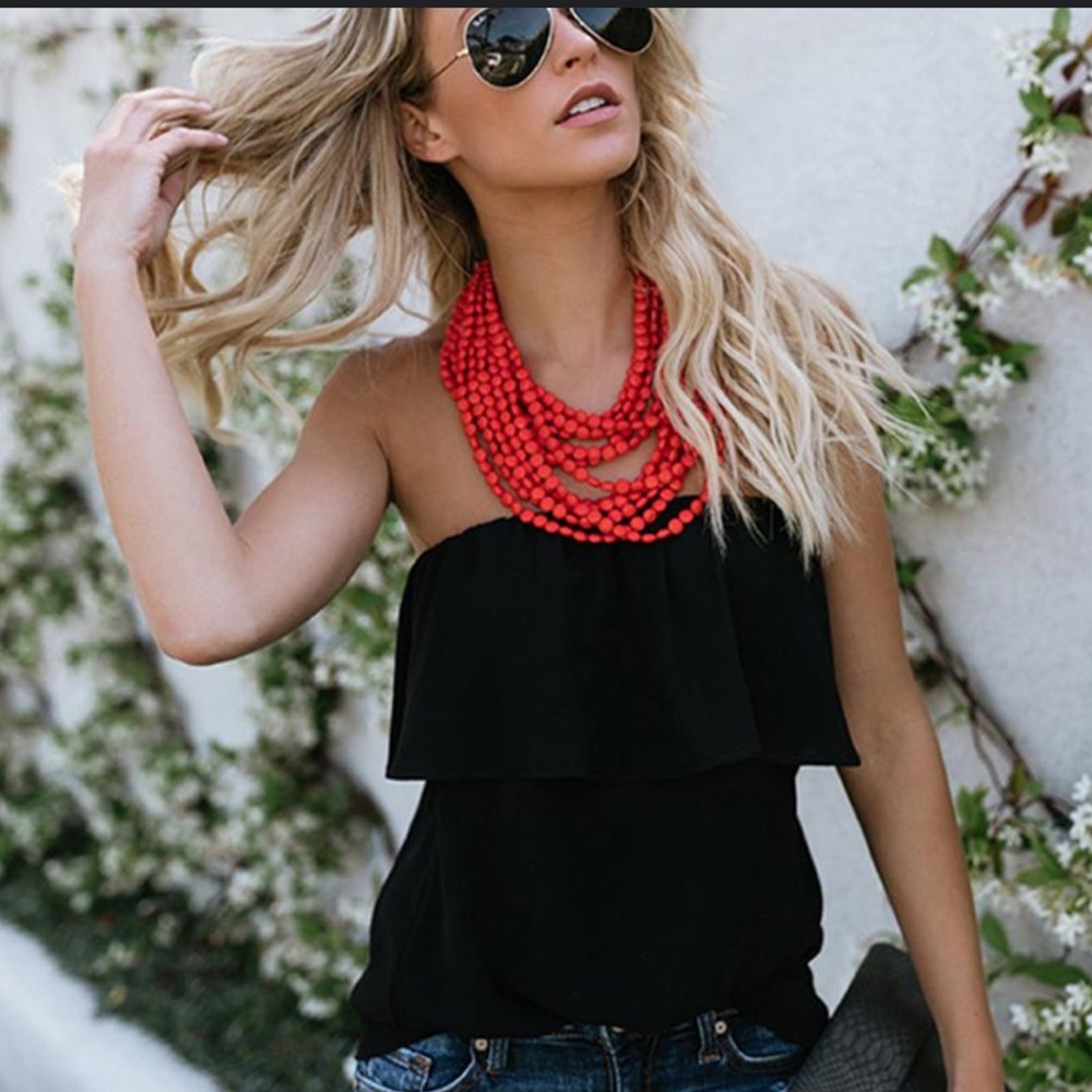 Vici Black Chiffon Tube Top